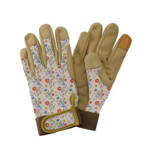 Kent and Stowe Comfort Gloves Cream Meadow Flowers Medium