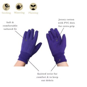 Kent and Stowe Jersey Cotton Grip Gloves Medium Purple