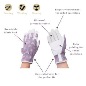 Kent and Stowe Leather Gloves FlutterBugs Purple Sml