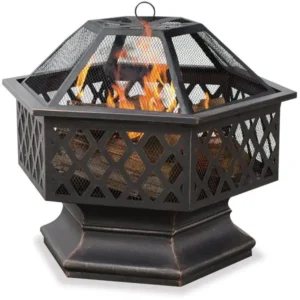 Wholesales outdoor garden patio metal bbq grill wood burning portable smokeless brazier hexagonal fire pit bowl